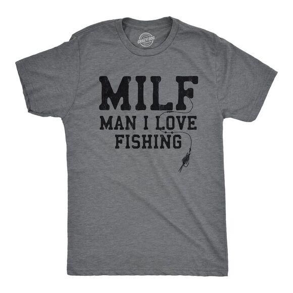 Mens MILF Man I Love Fishing T Shirt Funny Sarcastic Fisherman Acronym Joke - Picture 1 of 4